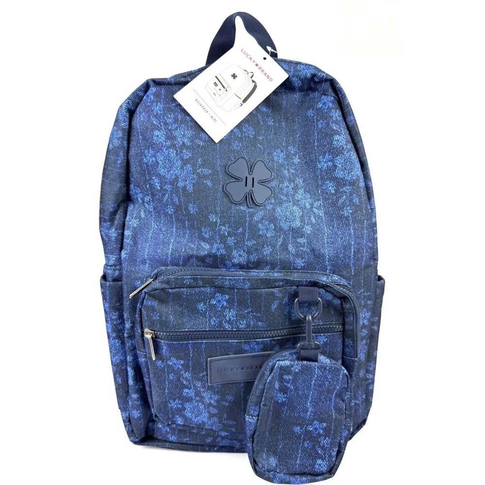 Lucky Brand Backpack Plus Mini Blue Canvas Floral Laptop Holder Brand New